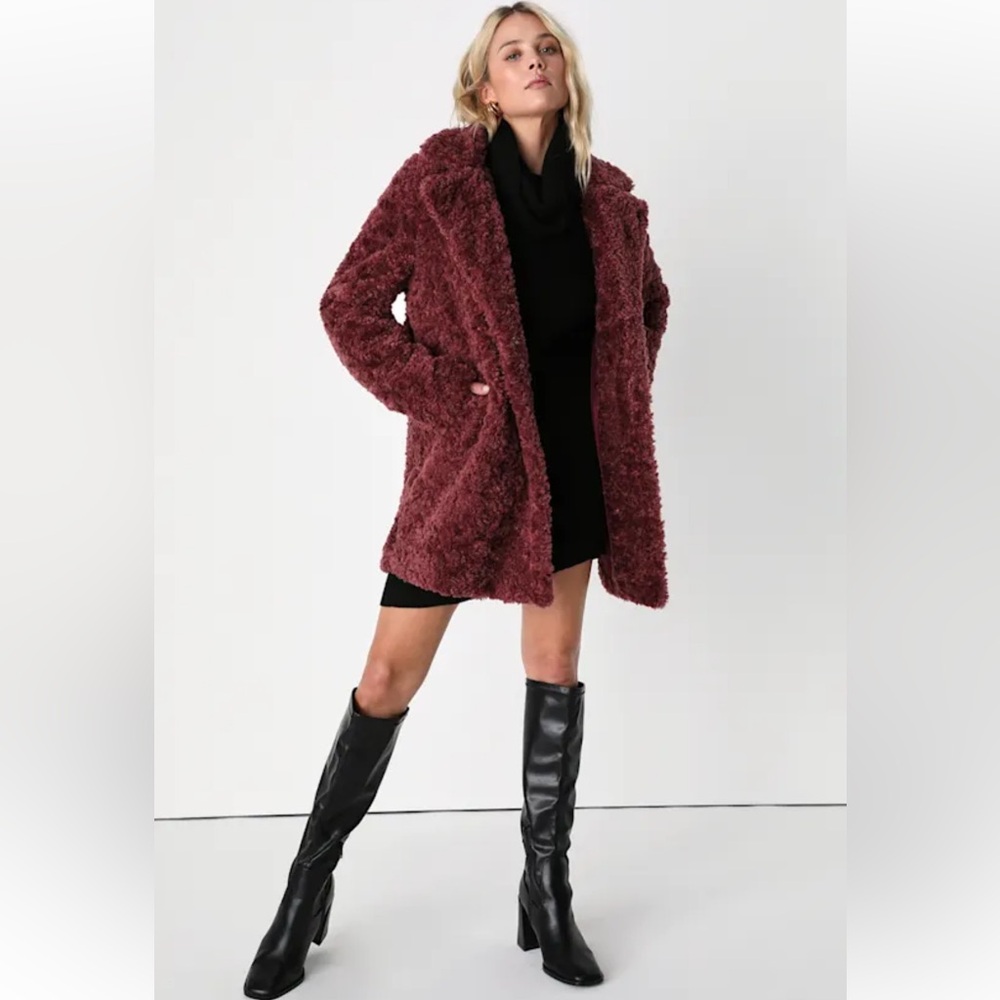 Lulus Plum Purple Teddy Coat - XL - Picture 2 of 11